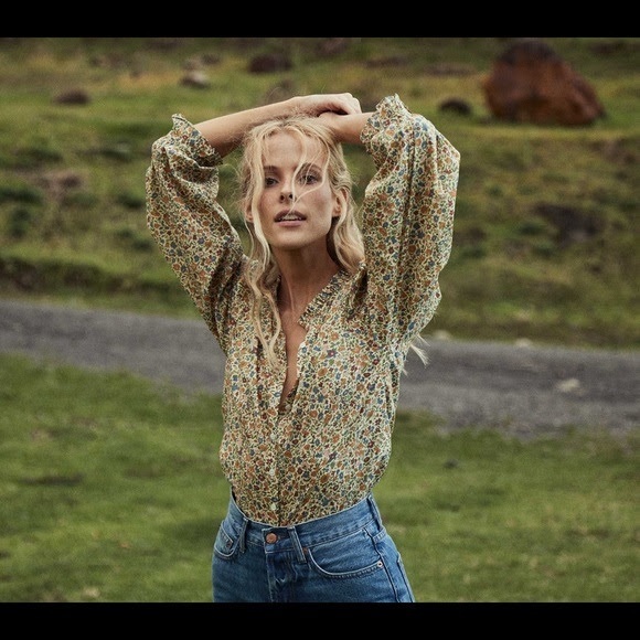 Doen Tops - Doen Swan Top Liberty Fabric (Floral Print) Women's Button Down Top